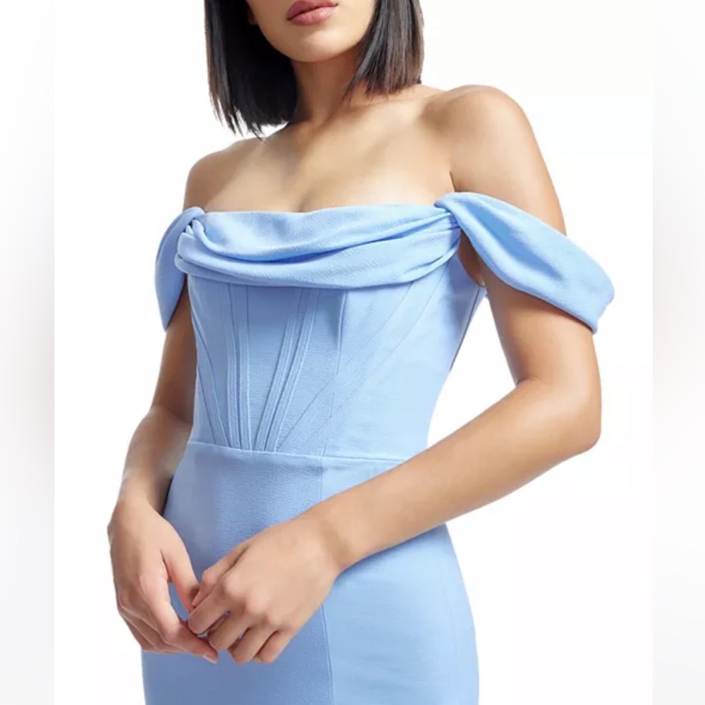 Dress the Population Melania Off the Shoulder Evening Gown Blue NWT Small - Picture 4 of 4